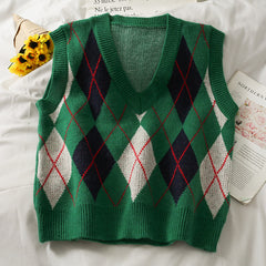 High School Crush Argyle Vest, , women clothing, high-school-crush-argyle-vest, Argyle, crush, highschool, vest, fairypeony
