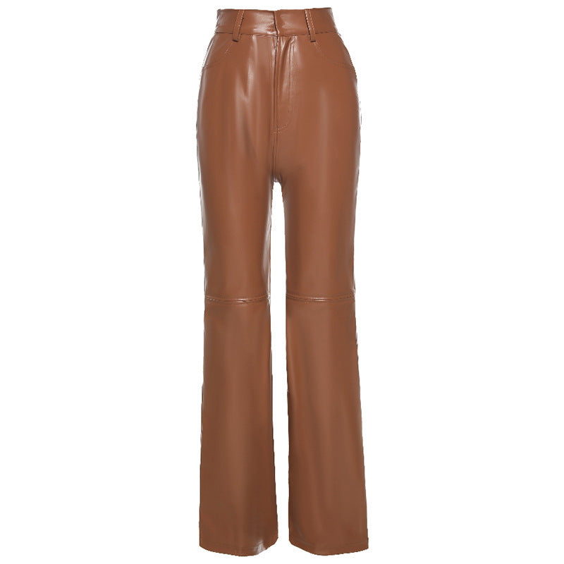 Wide Leg Leather Pants, , women clothing, wide-leg-leather-pants, , fairypeony