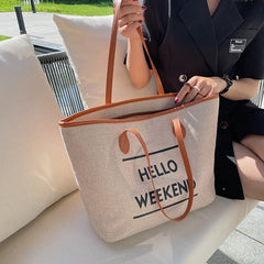 Canvas Fashion Printed Letters Large Capacity Shoulder Bag, , women clothing, canvas-fashion-printed-letters-large-capacity-shoulder-bag, , fairypeony