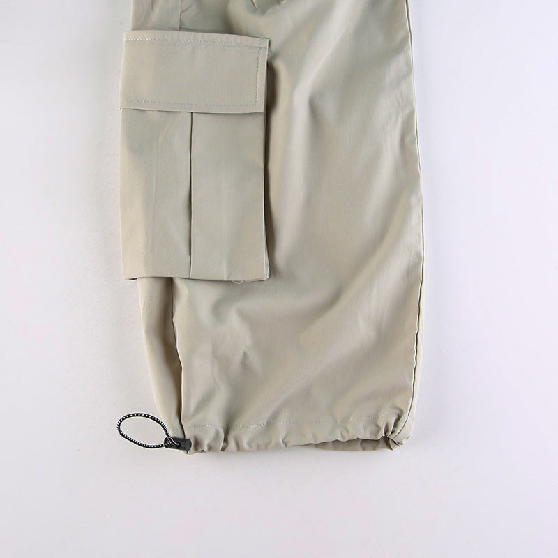 Ruched Pocket Detail Parachute Cargo Pants - fairypeony