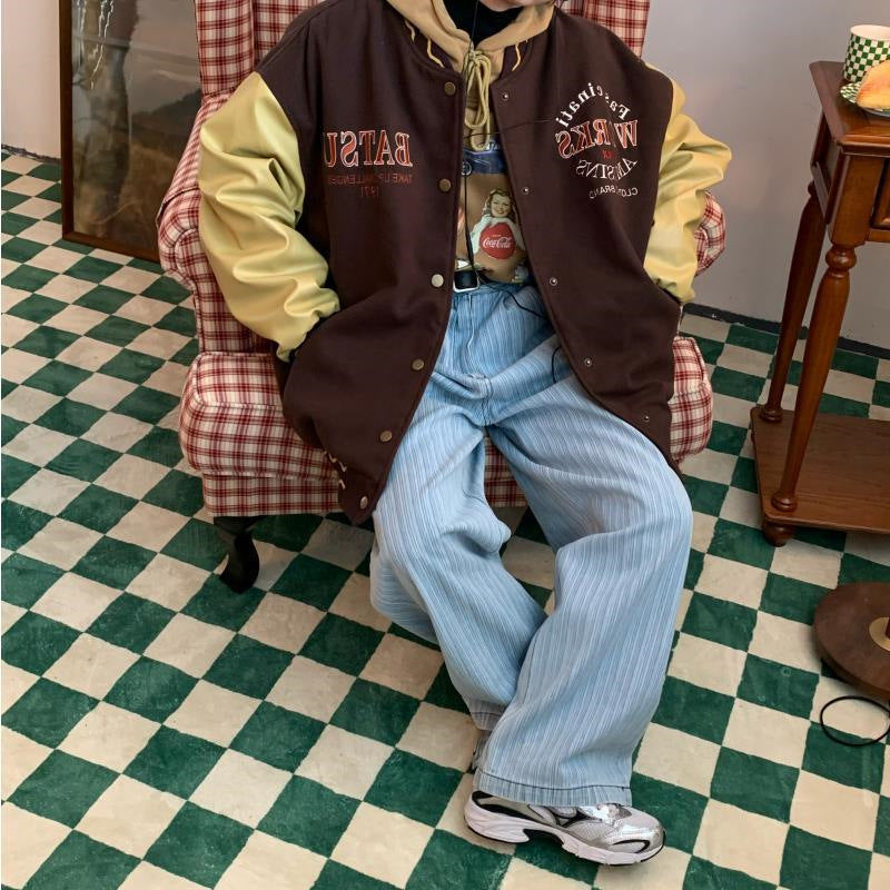 Vintage Badge Embroidered Varsity Jacket, , women clothing, vintage-badge-embroidered-varsity-jacket, , fairypeony