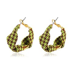 Vintage French Fabric Houndstooth Earrings, , women clothing, vintage-french-fabric-houndstooth-earrings, , fairypeony