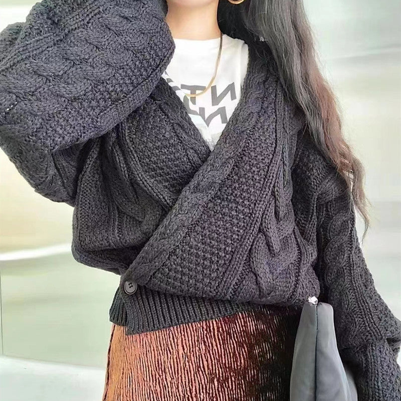 Cross Over Crop Cable Knit Cardigan, , women clothing, cross-over-crop-cable-knit-cardigan, , fairypeony