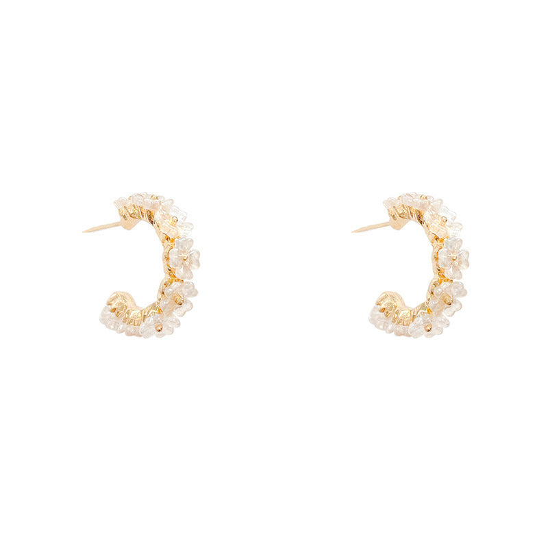 Flower White Earrings, , women clothing, flower-white-earrings, , fairypeony