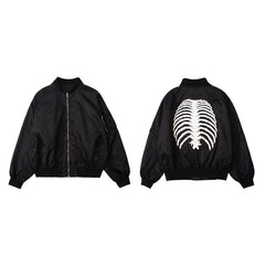 Skeleton Graphic Oversized Bomber Jacket, , women clothing, skeleton-graphic-oversized-bomber-jacket, , fairypeony
