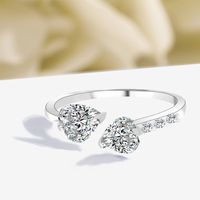 Heart Zircon Brass Ring, , women clothing, heart-zircon-brass-ring, , fairypeony