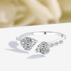 Heart Zircon Brass Ring, , women clothing, heart-zircon-brass-ring, , fairypeony