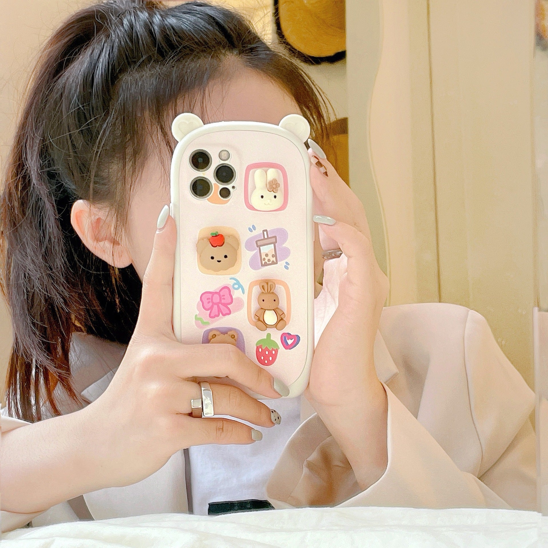 Dimensional Bear Phone Case, , women clothing, dimensional-bear-phone-case, bears, fairypeony