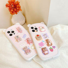 Dimensional Bear Phone Case, , women clothing, dimensional-bear-phone-case, bears, fairypeony