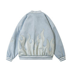 Oversized Pu Leather Flame Varsity Jacket, , women clothing, oversized-pu-leather-flame-varsity-jacket, , fairypeony