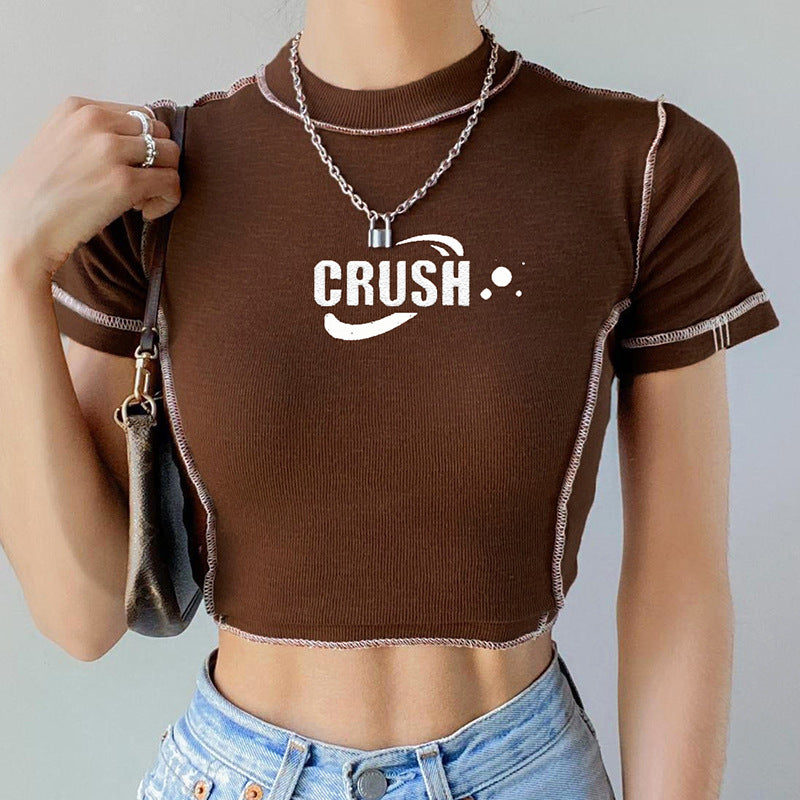 Stitch Detail Ribbed Crop Top - fairypeony