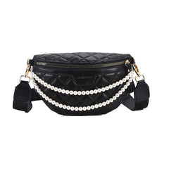 Leather Pearl One-shoulder Belt Bag, , women clothing, leather-pearl-one-shoulder-belt-bag, , fairypeony