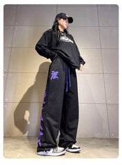 Punk Letter Print Straight Leg Sweatpants - fairypeony