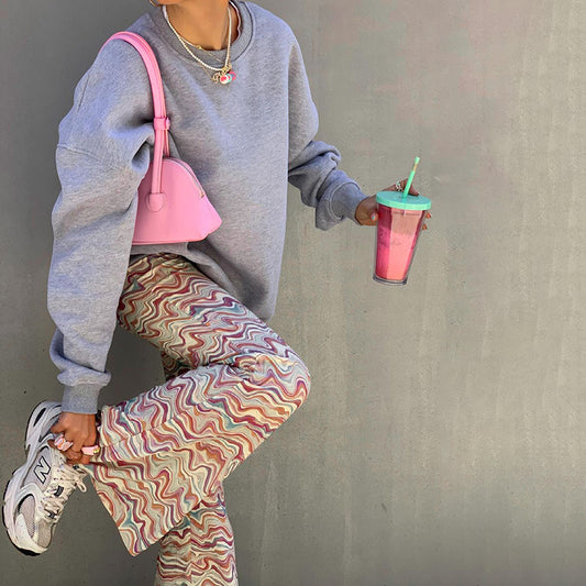 Slim Temperament High Waist Corrugated Flared Pants, , women clothing, slim-temperament-high-waist-corrugated-flared-pants, , fairypeony