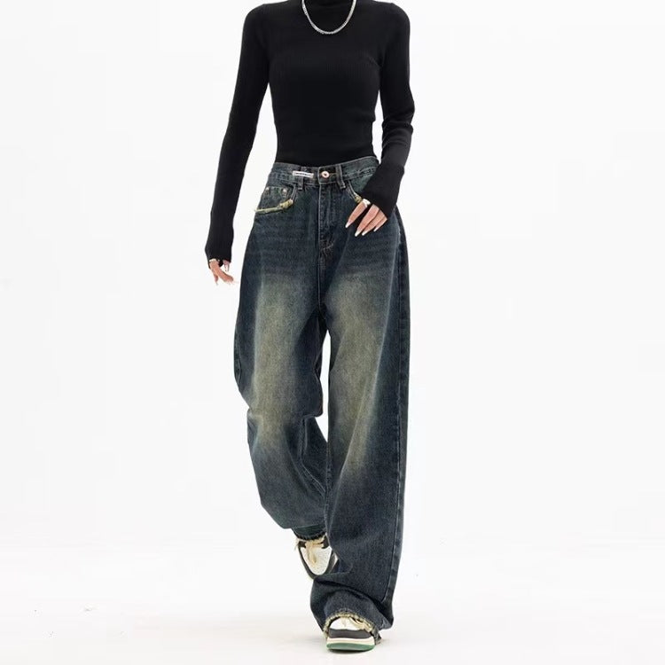 Dark Wash Vintage Baggy Boyfriend Jeans - fairypeony