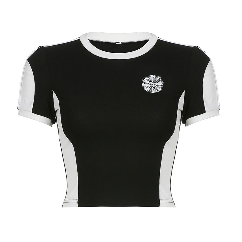 Logo Print Short Sleeve Crop Top - fairypeony