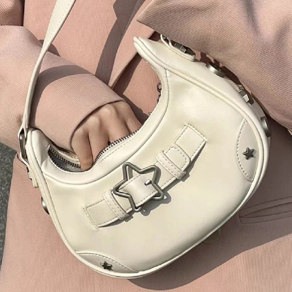 Star Embellish Pu Leather Shoulder Bag - fairypeony