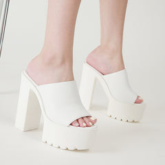 Thick High-heel Slippers, , women clothing, thick-high-heel-slippers, , fairypeony