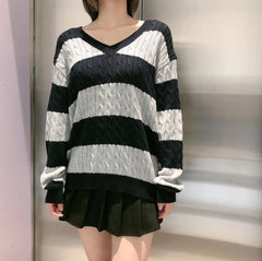 80's Downtown Girl Striped Sweater - fairypeony
