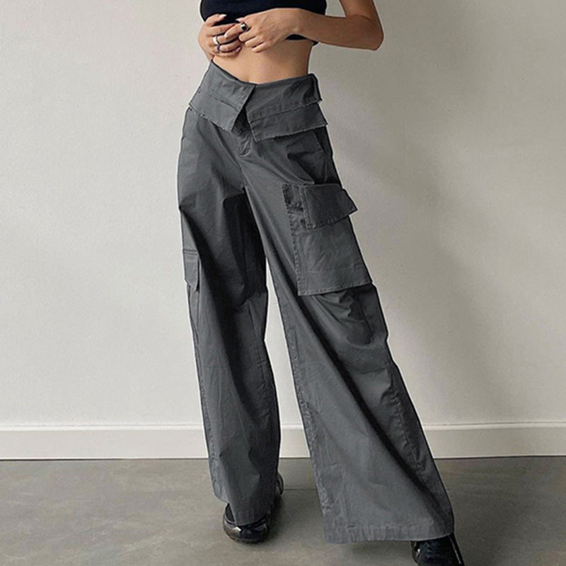 Fold Over Waist Straight Leg Pants, , women clothing, fold-over-waist-straight-leg-pants, , fairypeony