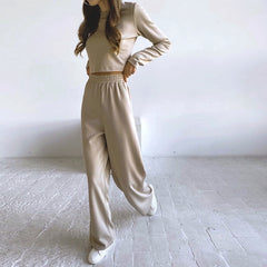 Casual Suit Long-sleeved Round Neck Sweater Trousers, , women clothing, casual-suit-long-sleeved-round-neck-sweater-trousers, , fairypeony