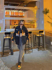 Retro Flame Varsity Jacket, , women clothing, retro-flame-varsity-jacket, black, fairypeony