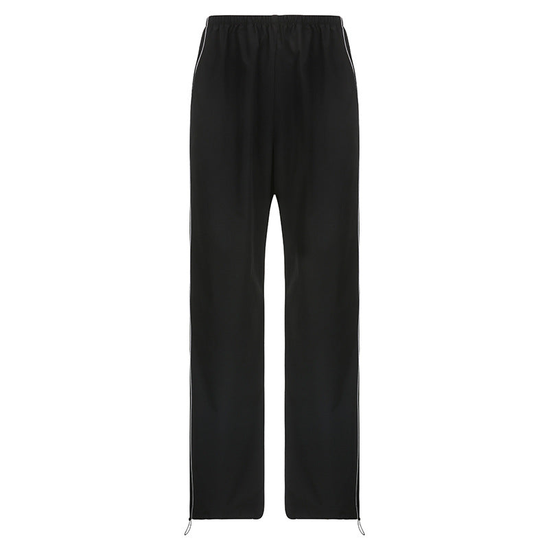 Piping Detail Wide Leg Track Pants - fairypeony