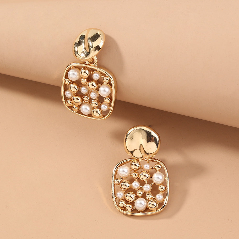 Square Cut-out Pearl Earring Accessories, , women clothing, square-cut-out-pearl-earring-accessories, , fairypeony