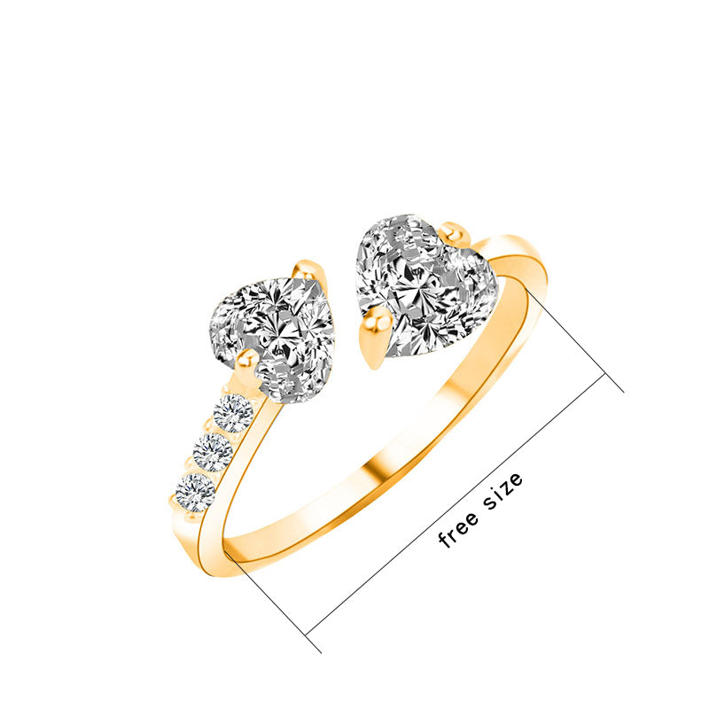 Heart Zircon Brass Ring, , women clothing, heart-zircon-brass-ring, , fairypeony