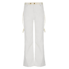 White Cargo Pocket Straight-Leg Pants, , women clothing, white-cargo-pocket-straight-leg-pants, , fairypeony