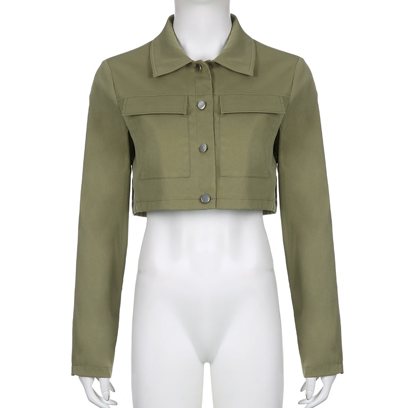 Army Green Cargo Cropped Jacket, , women clothing, army-green-cargo-cropped-jacket, , fairypeony
