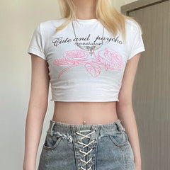 Pink Floral Print Crop Top - fairypeony