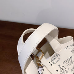 Cartoon Print Silk Scarf Bucket Bag, , women clothing, cartoon-print-silk-scarf-bucket-bag, , fairypeony