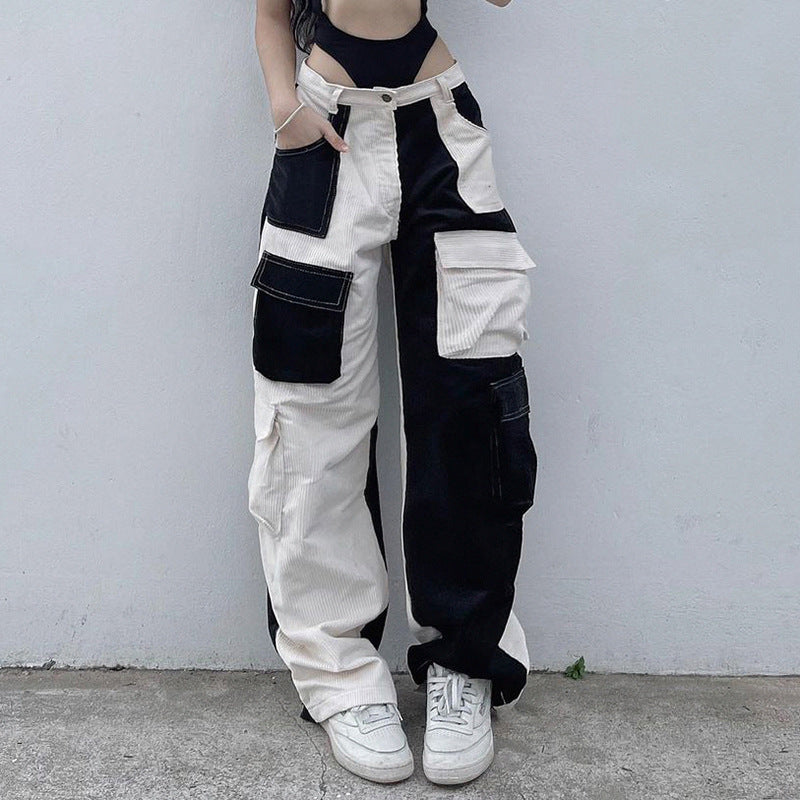 Patchwork Corduroy 90s Cargo Pants - fairypeony