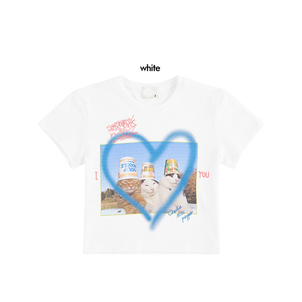 Aesthetic Cats Print Y2K Crop Top - fairypeony