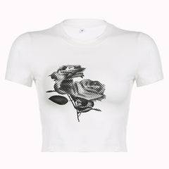 Floral Print Y2K Crop Top - fairypeony