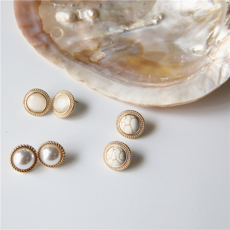Pearl Cat Eye Stud Earrings, , women clothing, pearl-cat-eye-stud-earrings, , fairypeony