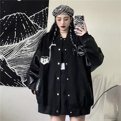 Black Retro Jacket Baseball Uniform, , women clothing, black-retro-jacket-baseball-uniform, , fairypeony