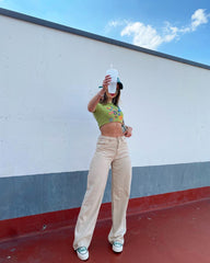 Casual Mopping Khaki Straight-leg Pants, , women clothing, casual-mopping-khaki-straight-leg-pants, khaki, fairypeony