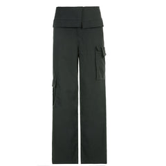 Fold Over Waist Straight Leg Pants, , women clothing, fold-over-waist-straight-leg-pants, , fairypeony