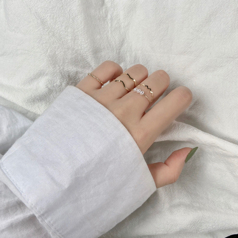 Simple Wavy Ring Five-Piece Set, , women clothing, simple-wavy-ring-five-piece-set, , fairypeony