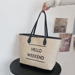 Canvas Fashion Printed Letters Large Capacity Shoulder Bag, , women clothing, canvas-fashion-printed-letters-large-capacity-shoulder-bag, , fairypeony