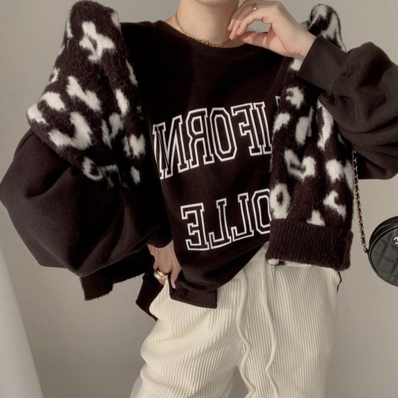 Crew Neck Letters Graphic Sweatshirt, , women clothing, crew-neck-letters-graphic-sweatshirt, , fairypeony