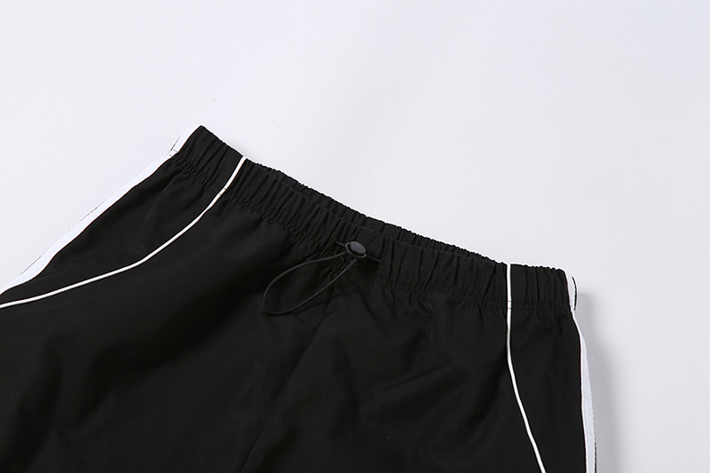 Contrast Piping Black Baggy Sweatpants - fairypeony