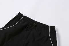 Contrast Piping Black Baggy Sweatpants - fairypeony