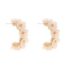 Resin White Flower Type C Stud Fashion, , women clothing, resin-white-flower-type-c-stud-fashion, , fairypeony