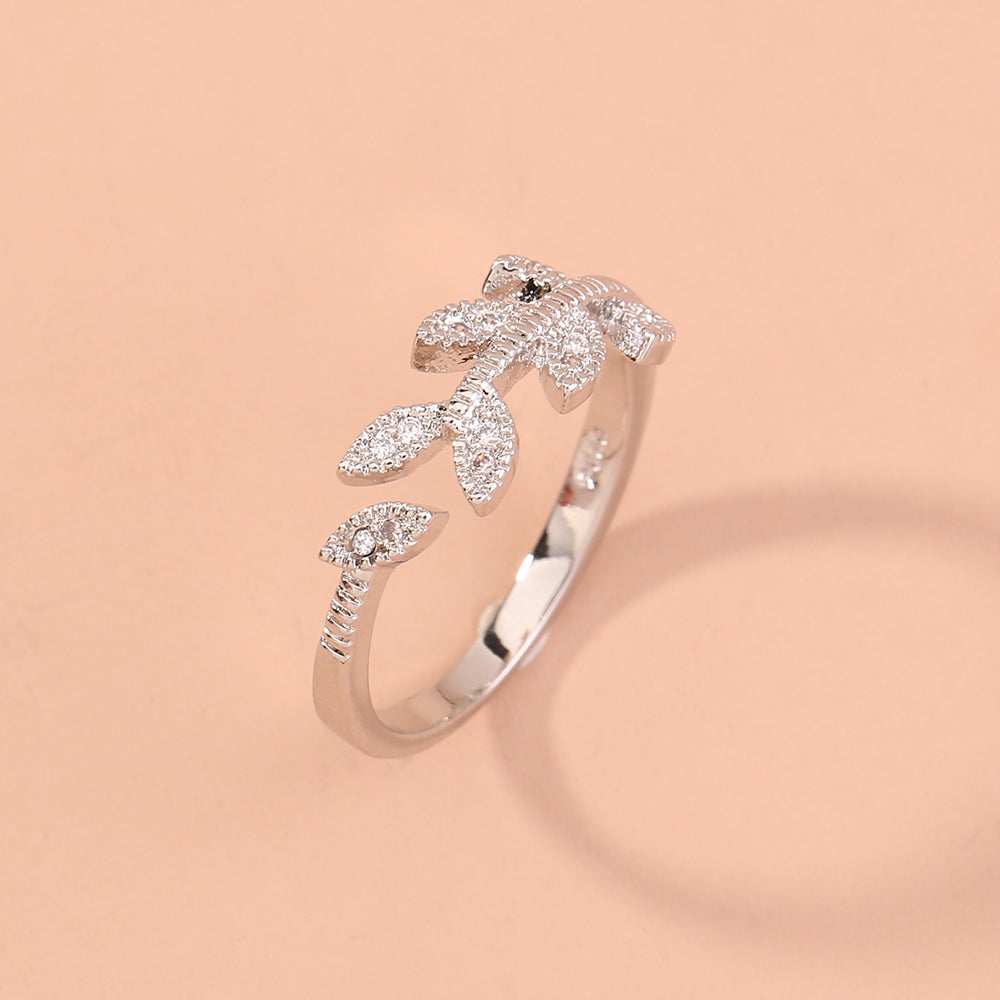 Zircon Tree Branch Adjustable Brass Ring, , women clothing, zircon-tree-branch-adjustable-brass-ring, , fairypeony