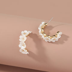 Resin White Flower Type C Stud Fashion, , women clothing, resin-white-flower-type-c-stud-fashion, , fairypeony