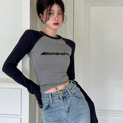 Logo Graphic Long Sleeve Crop Top - fairypeony