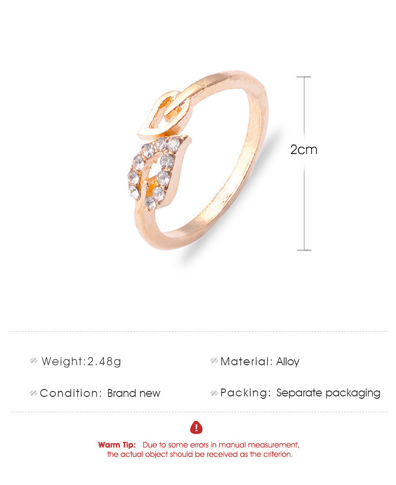 Love Ring Leaf Rhinestone, , women clothing, love-ring-leaf-rhinestone, , fairypeony